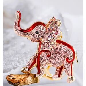 Keychain Red & Crystal Rhinestones Elephant Style (NWT)